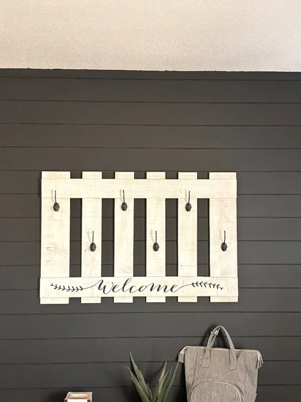 Farmhouse Welcome Wall Coat Rack | Rustic Wooden Entryway Hook Rack